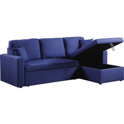 Divano ad angolo trasformabile con contenitore "Alain" - 221 x 145 x 85 cm - 3 posti a sedere - Blu