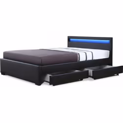 Letto con LED "Nico" - 140 × 190 cm - Nero Il letto matrimoniale "NICO Il mobile "Nico" è di tendenza. Vi accompagnerà nelle  ...