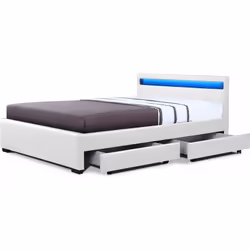 Letto con LED "NICO" - 160 × 200 cm - Bianco Il letto matrimoniale "NICO Il mobile "Nico" è di tendenza. Vi accompagnerà nell ...