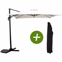 Ombrellone da giardino offset "Soleil" - Quadrato - Dimensioni: 2,5 x 2,5 m - Ecru - Struttura: alluminio, acciaio (gambe) -  ...