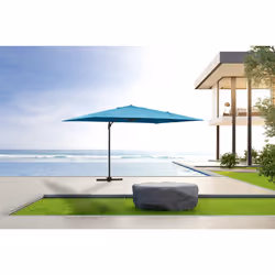 Ombrellone da giardino decentrato da giardino Alu &quot;Sun 4&quot; - Rettangolo - 3 x 4 m - Blu + Copertura protettiva
