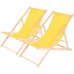 Set di 2 sedie a sdraio in legno "Chilean" - Dimensioni : L107 x W56.5 x H81 cm - Materiali: Tessuto Oxford 420D - Colore: Gi ...
