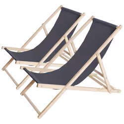 Set di 2 sedie a sdraio in legno "Chilean" - Dimensioni : L107 x W56.5 x H81 cm - Materiali: Tessuto Oxford 420D - Colore: Gr ...