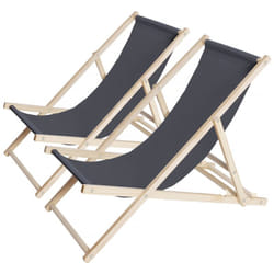 Habitat Et Jardin - Set di 2 sedie a sdraio in legno 'Chilean' - 107 x 56.5 x 81 cm - Grigio