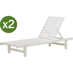 Set di 2 lettini di legno Rawai - Bianco