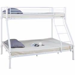 Letto a castello Leo in acciaio - Dimensioni: 200 x 145 x 160 cm - Dimensioni materasso: 90 x 190 cm e 140 x 190 cm - Scala i ...