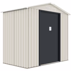 Casetta da giardino in metallo "Nebraska" - 2.70 m² - Dimensioni : 127 x 213 x 195 cm - Beige/grigio antracite - Struttura : ...