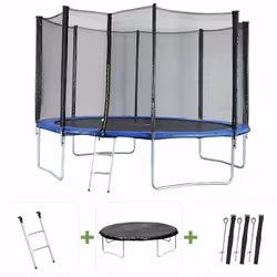 Trampolino "Joycy" - Ø 4,27 m - Acciaio galvanizzato - Rete di protezione + Scaletta + Copertura + Kit di ancoraggio - Colore ...