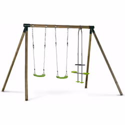 Altalena in legno Lana - Con 2 altalene e 1 Cavalluccio - Legno 100% FSC trattato in autoclave di classe 3 - 240 x 315 x 230 ...