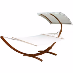 Amaca Dallas XL - Con tenda da sole - 401 x 119 x 217 cm - Struttura in legno, Tela di cotone - Ecru Amaca di legno Dallas XL ...