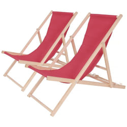 Set di 2 sedie a sdraio in legno 'Chilienne' - 107 x 56,5 x 81 cm - Rosso