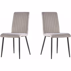 Set di 2 sedie "Henley" in velluto - 46 x 54,5 x 88 cm - Velluto/legno - Grigio chiaro Set di 2 sedie "Henley" in velluto Se  ...