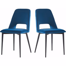 Set di 2 sedie in velluto "Fedora" - 45 x 56 x 86 cm - Velluto/Legno - Blu scuro Set di 2 sedie "Fedora" in velluto Le sedie  ...