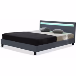 Letto in PVC "Maria3 - Nero - 2 posti letto - Con rete e led - Dimensioni materasso 160 x 200 cm (non fornito) - Funzione LED ...