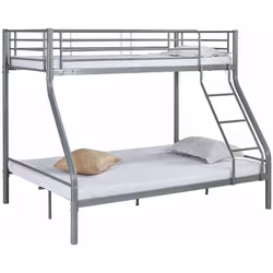Letto a castello in metallo Leo - 90/140 x 190 cm - Acciaio - Grigio Letti a castello in metallo LEO Ideale per gli spazi rid ...