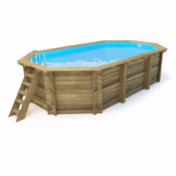 Piscina in legno &quot;Miami&quot; - 4,86 x 3,36 x 1,20 m + copertura a bolle d&#39;aria da 180 µ + copertura invernale da 280 gr/m².