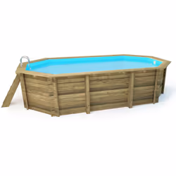 Piscina in legno &quot;Miami&quot; - 4,86 x 3,36 x 1,20 m + copertura a bolle d&#39;aria da 180 µ + copertura invernale da 280 gr/m².