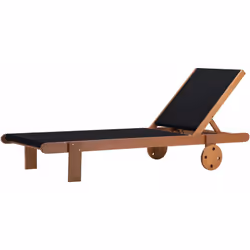 Lettino in legno esotico e textilene - Struttura in legno di Shorea - 193,5 x P 71 x H 80 cm - Nero. Lettino da sole "Saigon" ...