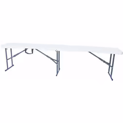 Panchina pieghevole Foldy - 183 x 28 x 43 cm - Struttura in acciaio - Seduta in plastica - Bianco Panchina pieghevole Foldy U ...