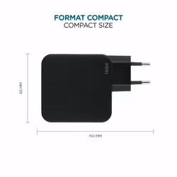 Mobilis Charger 100W 2USB C 1USBA GaN cable 100W Computer portatile, Smartphone, Tablet Nero AC Interno - Vista aggiuntiva 5