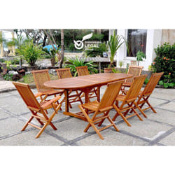 Concept-usine - Tavolo da giardino ovale 6 sedie e 2 poltrone in teak oliato lubok