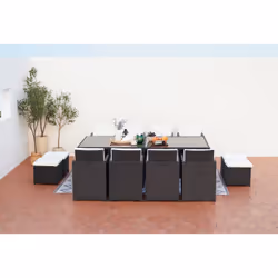 Concept Usine Monaco set mobili da esterno Nero, Bianco