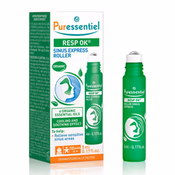 Puressentiel Sinus Express Roller è un roll on dall'effetto freddo anestetico utile per alleviare i sintomi della sinusite