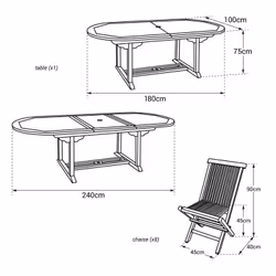Happy Garden SETTEC04 set mobili da esterno Legno - Vista aggiuntiva 6