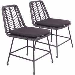 Descrizione: Il set di 2 sedie in rattan sintetico OKA con cuscini è in perfetta sintonia con le tendenze estetiche contempor ...