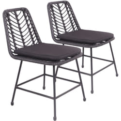 Set di 2 sedie in rattan sintetico nero con cuscini OKA