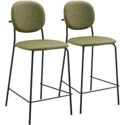 Set di 2 sgabelli da bar in similpelle verde edmond
