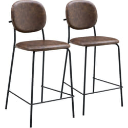 Set di 2 sgabelli da bar edmond in similpelle marrone