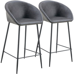 Happy Garden - Set di 2 sgabelli da bar achille in similpelle grigio scuro