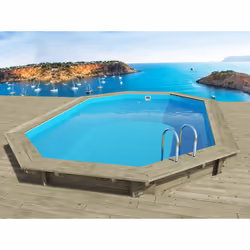 Kit piscina in legno del Nord ottagonale allungato - 4.86 x 3.36 x 1.30 m - Pino trattato autoclave classe 4 FSC - 45mm - Lin ...