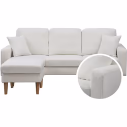 Divano angolare reversibile in tessuto "Gabby" - 3 posti - bianco-Divano: 194 x 75 x 84 cm Divano ad angolo con chaise longue ...