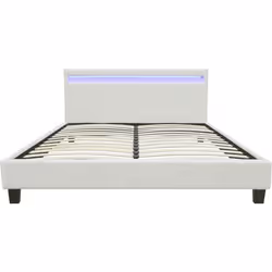 Letto in tessuto riccio "Maria" con LED 140x190cm - Crema