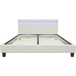 Letto in tessuto riccio &quot;Maria&quot; con LED 140x190cm - Crema