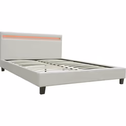 Letto in tessuto riccio &quot;Maria&quot; con LED 140x190cm - Crema