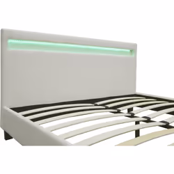 Letto in tessuto riccio "Maria" con LED 140x190cm - Crema - Vista aggiuntiva 4