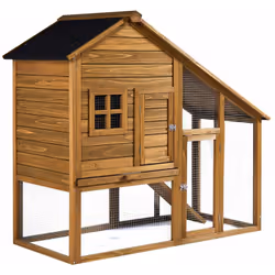 Pollaio in legno Lily - Marrone - 140 x 60 x 120 cm - 2 porte con chiusura a chiave - Anti-UV - Antiruggine - Resistente all' ...