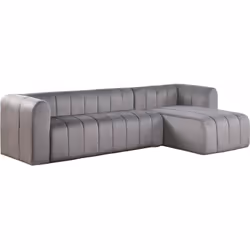 Divano angolare in velluto "Victor Hugo" - 301 x 90 x 48,5 cm - Grigio Divano angolare in velluto "Victor Hugo" - 301 x 90 x  ...