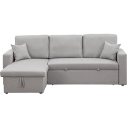 Habitat Et Jardin - Divano angolare trasformabile/reversibile con contenitore 'Alain' - 3 posti - Grigio chiaro