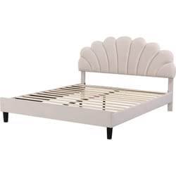 Letto in velluto Manon - Beige - 140 x 190 cm