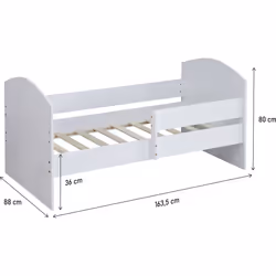 Letto per bambini &quot;Victoria&quot; con barriera - Legno - Bianco - 80 x 160 cm