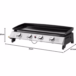 Plancha a gas 4 fuochi "Jolly" - 10 Kw - Grigio - Vista aggiuntiva 4