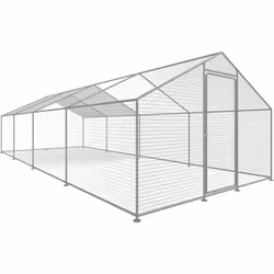Pollaio - 8 x 3 x 2 m - Acciaio zincato - Anti UV - Porta a chiavistello - Superficie 24 m² - Peso 57,28 kg - 20 galline Reci ...
