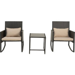 Set di mobili da giardino a dondolo in resina intrecciata Garden - Nero