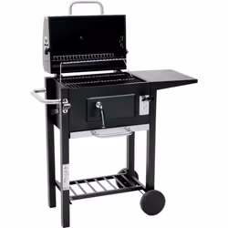 Barbecue in legno Vicomte - 92,5 x 46 x 123 cm - - Griglia di cottura in acciaio cromato - 2 griglie 30 x 21 x 2 cm - 2 ruote ...