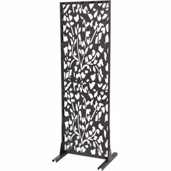 Pannello decorativo per esterni 50 x 150 cm - antracite - 2 piedi 5 x 40 x 0,4 cm Schermo metallico Flower 50 x 150 cm - Antr ...