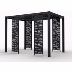 Schermo metallico per pergola bioclimatica Windsor 52 x 204 cm - spessore 0,8 mm - acciaio zincato - Grigio Recinzione decora ...